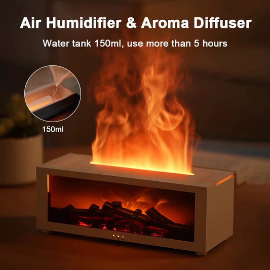 Fire Aroma Diffuser Fire Home Room Fragrance Humidifier with Night Light Diffuser Air Humidifier Essential Oil Diffuser